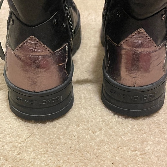 NWOT Crime London Black Leather Moto Boot with Stars on back - Picture 6 of 13